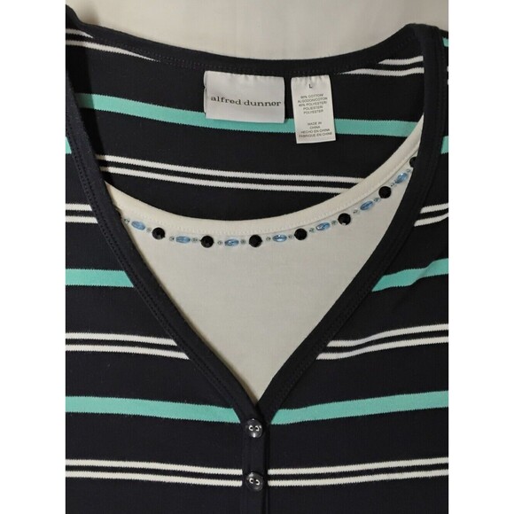 Alfred Dunner Striped Sweater Short Sleeve With Rhinestones Size Large - Picture 5 of 8